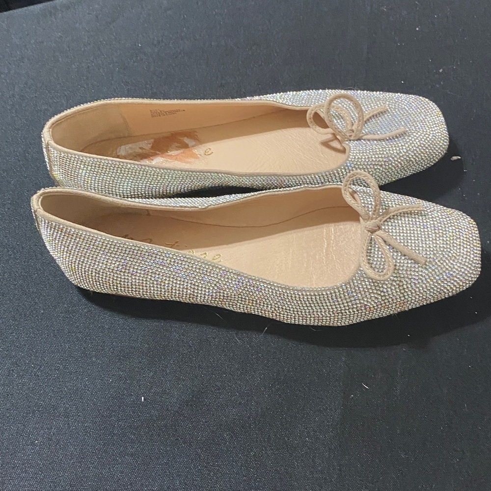MATISSE WO SIZE 8 Iridescent silver beaded slip on loafer shoe bow accent clean - Picture 6 of 10